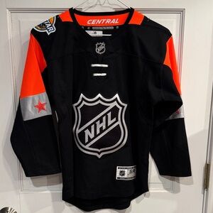 NHL Black and Orange Jersey with Silver Highlights